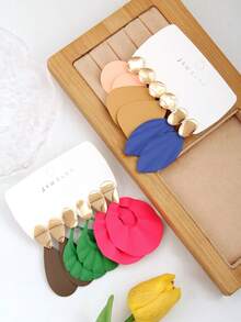 6pairs/set Water Drop Earrings - Multicolor - View 4