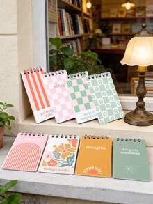 Bộ 8 cuốn sổ tay lò xo tối giản, họa tiết kẻ sọc nhiều màu sắc, hình hoạt hình, thích hợp sử dụng hàng ngày và cho các bữa tiệc Tết Nguyên đán, đám cưới, tiệc mừng em bé, sinh nhật. Sổ tay xé rời, sổ tay mini bỏ túi tiện dụng, nhật ký, sổ văn phòng phẩm, quà tặng học sinh, phù hợp cho văn phòng tại nhà, đồ dùng học tập, quà tặng tiệc tùng, tựu trường, trang trí lễ Phục sinh. - Sọc caro - Xem 9