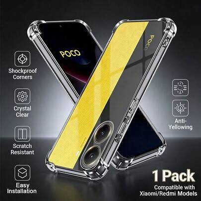 Transparent Phone Case, Provides 360° All-Round Protection, Shock-Proof, Scratch-Resistant, Anti-Yellowing, Suitable For Xiaomi/ Series Models, E.G. 12 4G, 10 4G, /Poco X7 Pro, /Poco X6 Neo, /Poco X5 Pro, /Poco X4 GT, /Poco X3 GT, /Poco F7 Pro, /Poco F6, /Poco F5 Pro, /Poco F3, /Poco F2 Pro, /Poco C71, Etc.