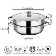 1个不锈钢蒸锅，多功能蒸锅带盖，适用于电磁炉、燃气灶和电炉，厨房用具，厨房工具，厨房配件，家用厨房用品 - 銀色 - 查看 14