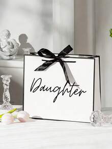 1pc Elegant Foldable Paper Gift Bag With Handle And Ribbon, Lightweight Gift Bag Suitable For Daughter's Birthday, Christmas, Thanksgiving And Other Special Occasions - Multicolor - View 4