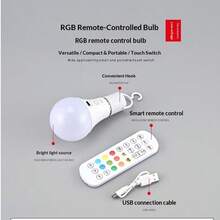 Bóng đèn LED RGB nhiều màu, đèn âm trần đa sắc, đèn nền có thể điều chỉnh độ sáng, bóng đèn hình cầu RGB với công tắc cảm ứng điều khiển từ xa và chức năng sạc khẩn cấp, thích hợp trang trí phòng khách, phòng ngủ. - bóng đèn RGB - Xem 12