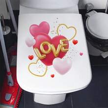 BRUP 1pc Heart Toilet Lid Stickers Self - Adhesive Bathroom Shower Toilet Decor Easy Peel & Stick For Home Rental Bedroom Valentine's Day - Multicolor - View 5