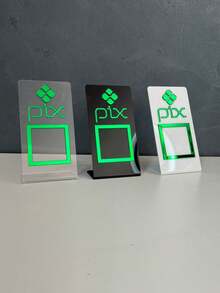 Placa Pix Pagamento Qr code de Mesa Balção - Acrílico - Preto com Pink - Visão 6