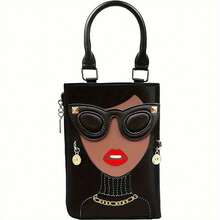 Women's Novelty Unique Face Top Handle Handbag Women's Fashionable Handbag Hobo Crossbody Bag Shoulder Bag - 黑色 - 查看 9