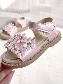 1 Pair New Fashion Children Sandals, Stylish Sandals, Girls' Choice, Shiny Diamond Sandals, Bohemian Style, Perfect Design Sandals, Fashionable And Comfortable Versatile Sandals - Pink - View 5