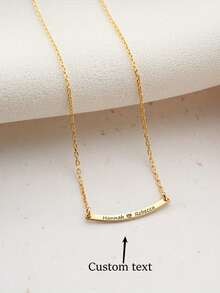1pc Customized Personalized Exquisite Curved Bar Necklace, Customized Bar Name Necklace, Customized Date Necklace, Holiday Gift For Mom And Friends, Anniversary Gift - Multicolor - View 1