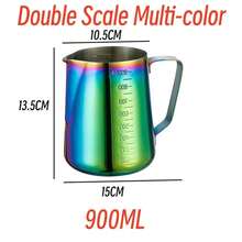 Taza de café con leche de 350/600/900ML, taza de flores de acero inoxidable, jarra de espuma antiadherente para cappuccino y arte latte - 550 ml con báscula - Ver 9