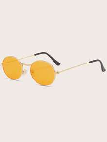 1 Pair Men's Gold Round Metal Frame Retro Personalized Small Frame Fashion Fashion Glasses - Gold - View 3
