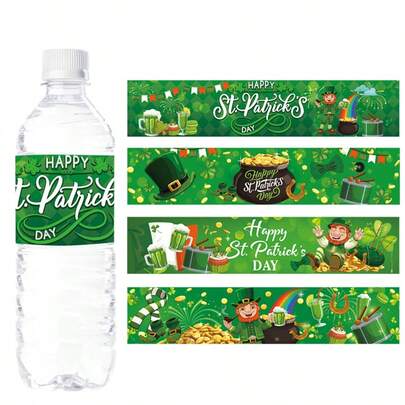 20 Pcs St. Patrick's Day Water Bottle Labels Stickers Waterproof Reliable Adhesive Wrappers St. Patrick's Decorations Gift For Friends Family Teacher Neighbors