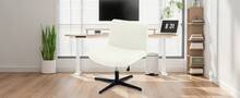 Leather Like Criss Cross Chair Cover, Stretch Mid Back Wide Armless Accent Chair Slipcover, Exquisite Vanity Chair Cover For Dorm Home Desk Office Chair Variant 1 - 仿皮白色 - 查看 9