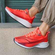 Breathable Mesh, Dissipates Stuffiness, Non-Slip Outsole, Stable Grip, Unisex Carbon Plate Running Shoes - Red - View 5