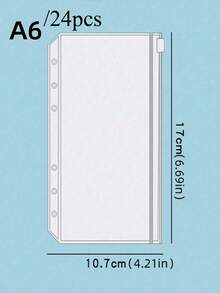 一套12个A6、A5或A7尺寸的袋子，或者两套A6透明六孔拉链袋 - 無色 - 查看 20