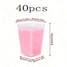 10/20/30/40/50/60个装方形冰淇淋杯、迷你甜点杯、透明果冻杯，适用于盛放派对甜点、开胃菜、果冻、慕斯、布丁、冰淇淋，可用于试吃、派对、自助餐、婚礼、厨房用品和家居厨房。 - 透明 - 查看 12