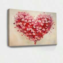 1pc Valentine Wall Art, Token Of Love, A Pink Framed Wall Art, Wrapped Canvas Poster Vintage Prints, Hearts Collage, Love Symbolism, Birthday Party Decor, Decorative Wall Art for Living Room Bedroom Office, Hanging Hardware Included - Wrapped Framed Canvas, Horizontal - Lienzo enmarcado - Ver 1
