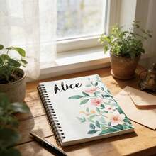 Customized Notebook, Personalized Stationery Notepad, Writing Pad, Customizable With Name/Text/Photo, A5 Size, Double-Sided Writing, Spiral Bound, Beautiful Floral Diary, Suitable For Work, Business, School, Meetings, Travel, Back To School Essential, Ideal Gift For Students Or Teachers - Perfect Office Supplies And Stationery Gift, Thoughtful And Fashionable Gift - Great For Note-Taking, Journaling And Creative Writing