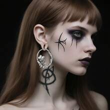 1件新款花朵造型316不锈钢圆形优雅耳坠，适用于耳垂拉伸穿孔，女士身体饰品耳环