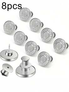 2颗/4颗/6颗牛仔裤替换纽扣，无铆钉牛仔裤腰带纽扣，银色字母腰带纽扣，多功能可拆卸锥形纽扣，可调节腰围，适用于牛仔裤和裙子，牛仔裤固定纽扣，无铆钉可拆卸牛仔裤纽扣替换套装，无需缝纫纽扣 - 彩色 - 查看 14