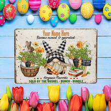 1pc Customizable Easter Metal Sign With Carrot Field & Rabbit Design, Personalized Holiday Decor For Room, Garden, Farm, Party Gifts, Rustic Wall Art, 8x12 Inches (20x30cm), Farmhouse Style Wall Decor, Durable Outdoor Sign, Outdoor Decoration - Multicolor - View 7