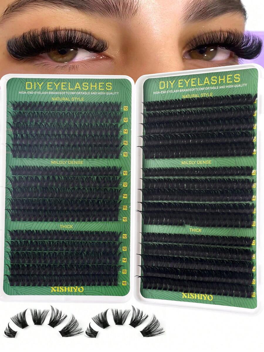600/300/270pcs Soft Synthetic Mink Lash Set, 10-18mm D-Curl, For DIY Eyelash Extension. These Lashes Have A Multi-Functional D-Curl Design That Provides Natural To Dramatically Voluminous Effects, And Can Last All Day. The Latex-Free Invisible Band Ensures No Eye Irritation, And The Reusable Design Makes It Suitable For Daily Wear. - 彩色 - 查看 1