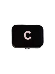 Pu Leather Jewelry Organizer, With Pink Letters A-Z With Rhinestones,Portable Organizer, Zipper Closure&Soft Lining For Organizing Earrings, For Earrings, Rings, Necklaces, Bracelets, Nail Accessories, Perfect Gift For Summer Travel,,Back-To-School Season, Mother's Day,Summer,New Year,Ramadan, Eid, Valentine's Day, Christmas, Or Thanksgiving. - Multicolor - View 20