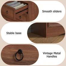 Taupe / Cherry Wood 6 Drawers Dresser,  Tall Wood Chest Of Drawers, Storage Organizer Clothes, Brownish Vintage, Living Room, Bedroom, Hallway - 櫻桃木 - 查看 7