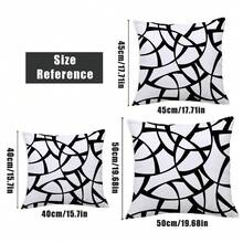 MEMNUN 4pcs Modern Simple Black & White Abstract Geometric & Plant Printed Pillow Case Covers (Pillow Inserts Not Included), Peach Velvet Fabric Single-Sided Printing, 17.7*17.7in(45*45cm)/19.69*19.69in(50*50cm)/15.75*15.75in(40*40cm) Cushion Covers, Suitable For Home Decor Living Room Sofa Pillows, All Seasons, Gift - Multicolor - View 4