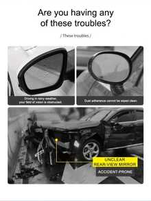 2件装汽车后视镜雨罩，通用型侧视镜雨挡，带通风口设计，防雨防雪遮阳罩，通用型汽车后视镜雨眉罩，适用于汽车后视镜 - A - 查看 5