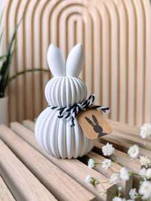 1pc/2pcs Striped Rabbit Silicone Mold, DIY Creative Easter Bunny Candle Wax Mold, Holiday Home Decor/Gift Resin Casting Mold, Handcraft Making Plaster Mold, Art Decor Statue Mold - White - View 10