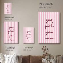 1pc Yes Girl You Can Wall Art, Valentine Decor, Galentine Gift, Pink Framed Wall Art, Wrapped Canvas Poster Vintage Prints, Yes Girl, You Can - Minimalist, Minimalistic, Modern, Bold Style, Perfect Gift Decor, Wall Art for Living Room Bedroom Office, Hanging Hardware Included - Wrapped Framed Canvas, Vertical - Lienzo enmarcado - Ver 10