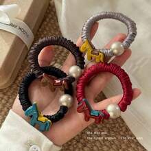 2pcs/Set Horse Year 2026 Pleated Hair Scrunchies, High-Elastic Hair Ties For Ponytail, Elegant Hair Accessories, Perfect Gift - Multicolor - View 3