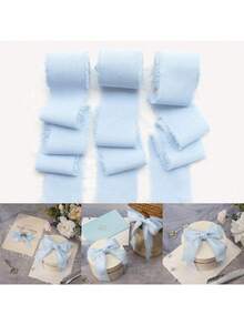 1roll/2rolls - 6 Yards Handmade Tassel Chiffon Ribbon, 1.5 Inch X 7 Yards Ribbon Set For Wedding Invitations, Bridal Bouquets, Gift Wrapping, DIY Crafts