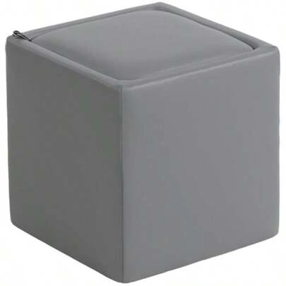Storage Stool With Lid, Square Legs, Square Faux Leather Seat, 40 X 40 X 40 Cm, Grey