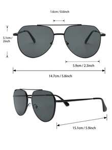 2pcs Men's Black Square Frame Fashion Glasses, Suitable For Vacation, Driving, Street Photography, Beach Party And Other Occasions - 2pcs Black and Gray Combination - View 6