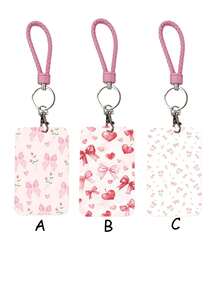1个ABS材质花朵蝴蝶结造型钥匙扣吊坠，可作包包挂饰、证件/卡片夹，四季皆宜 - 彩色 - 查看 1
