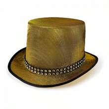 Stage Costume Top Hat For For Men And Women  Style Shiny Rhinestone Tuxedo Magician Cap - 黃色 - 查看 4