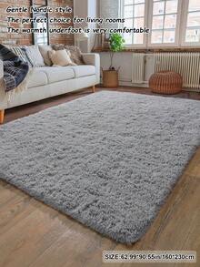 1件纯色柔软舒适长绒驼色长毛地毯，现代简约北欧风格暖色调房间装饰，蓬松厚实，温暖舒适，奶油色家居装饰，秋冬季节礼物，蓬松的圣诞节/万圣节/情人节装饰礼物，易于打理的客厅、沙发、卧室床边地毯 - 淺灰色 - 查看 16