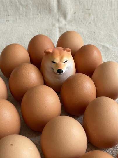 PETSIN Shiba Inu Egg Cartoon Dog Doll - Plastic Animal Toy, Various Breed Sizes, No Battery Required - Collectible Novelty Shiba Inu Egg Mini Doll, Perfect For Play And Decoration