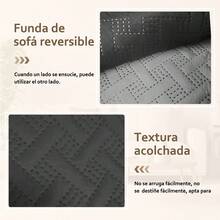 AMOROSA 3 Piezas Cubre Sillones para Sala de Diseño Doble Cara,Protector de Sofá de Resistentes y Durables,Fresco y Ligero para Sofás de 1 2 y 3 Plazas Sala Estilo Moderno Uso Todo el Año Decoración de Hogar-Gris/Negro - Gris/Negro - Ver 5