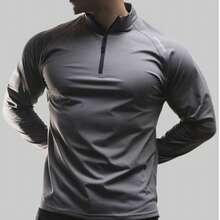 Men's Thermal Long Sleeve Casual Shirt Striped Design Warm Base Layer For Winter Comfortable Fit Stretchable Fabric - 深灰色 - 查看 4