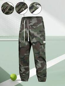 Women's Camouflage Cargo Pants, Multi-Pocket Practical Trousers, Stretchy Comfortable Fabric, Suitable For Daily Wear, Work, Travel, Running, Casual, Office, Outdoor Activities - Army Green - View 4