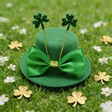 5.2inch St. Patrick's Day Hat|   Small Dwarf Hat With Clover, EVA Material, Hand Wash Only|   Perfect For Crafts And Home Decor - Mũ kẹp tóc trang trí - Xem 3