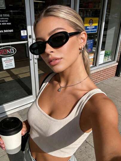 1 双女士经典椭圆形塑料时尚旅行黑色户外防护配件