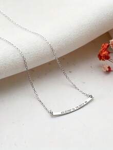 1pc Customized Personalized Exquisite Curved Bar Necklace, Customized Bar Name Necklace, Customized Date Necklace, Holiday Gift For Mom And Friends, Anniversary Gift - Multicolor - View 4