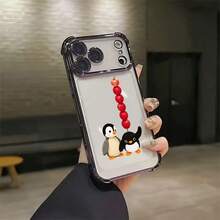 Cartoon-Style Penguin And Apple Stacked Phone Case, Drop-Proof And Protective Airbag, TPU Coated Frame, High-Transparency Material Showcasing Original Color. Compatible With  17, 16, 15, 14, 13, 12, 11 Plus, 17 Pro, 17 Pro Max, 17 Air, And Other  Series, As Well As  Pixel 8A And Pixel 10 Pro Series. A Great Gift For Friends, Loved Ones, Or Yourself. - Purple - View 34