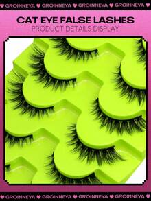 7 Pairs Cat Eye, Fox Eye, Faux Mink Fluffy & Lengthening False Eyelashes, Natural Look Makeup Tools (GA05) - Black - View 3