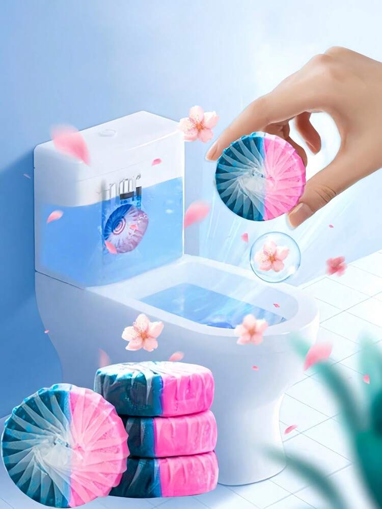 二合一玫瑰香型自动马桶清洁块，浴室马桶除臭剂，马桶清洁剂。由于生产批次不同，新旧产品随机发货。将产品放入马桶，浸泡20分钟，然后用马桶刷清洁，可保持12小时清新。 - 彩色 - 查看 10