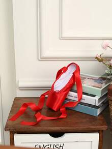 Fashion Red Ballet Pointe Shoes For Women, Ballet Dance Shoes With Ribbons, Fashion Ballet Flats Slippers