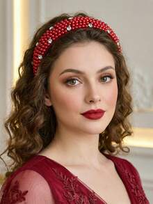 1件优雅女士发带，适合日常发型、新娘婚礼、摄影、约会、节日、情人节等场合。 - 紅色 - 查看 8