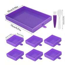 9 Pcs/Set Of Diamond Painting New Turning Drill Disk DIY Multifunctional Funnel Row Drill Dot Drill Tray Dot Drill Pen Sieve Drill Tool Set (1 Large Drill Disk + 6 Small Drill Disks + 1 Brush + 1 Small Spoon) - Multicolor - View 7